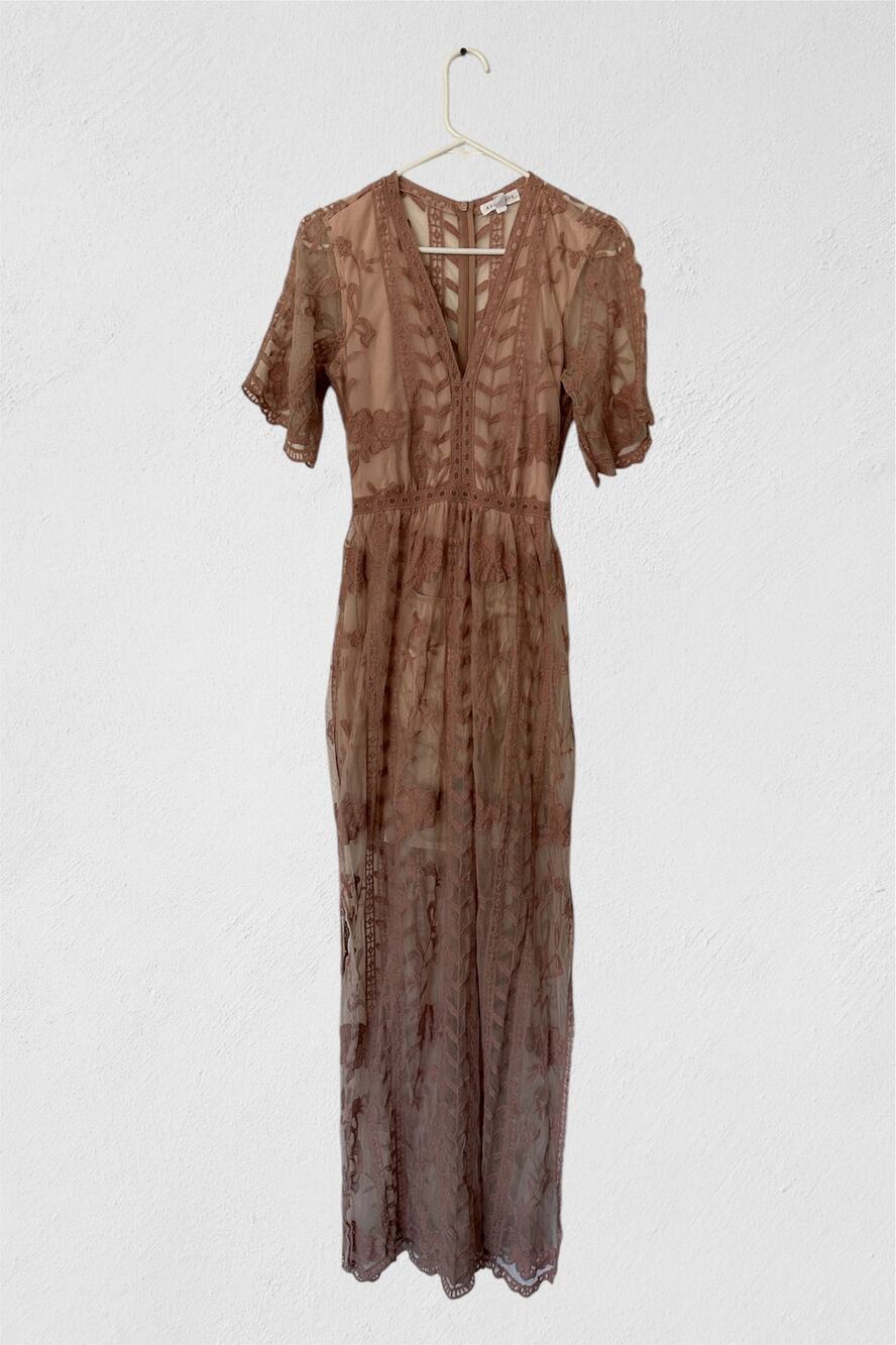 ✨ Nordstrom Socialite Crossing Paths Lace Overlay Romper - Dusty Rose Size S ✨
